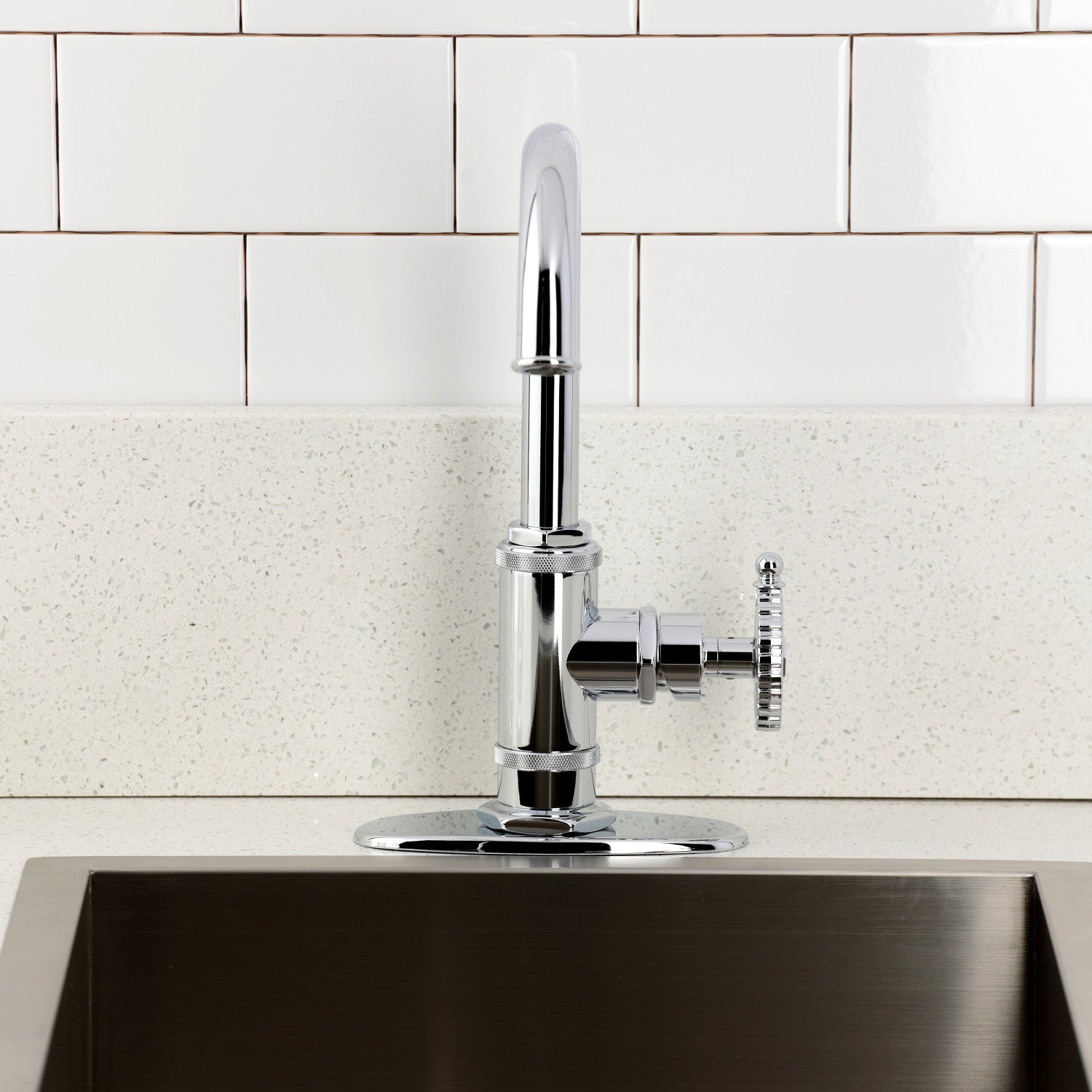 Kingston Sona KSD8501CG - Fuller One-Handle 1-Hole Deck Mount Bar Faucet, Polished Chrome — thumbnail 3